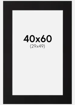 Passepartout Sort Standard (Hvid Kerne) 40x60 cm (29x49)