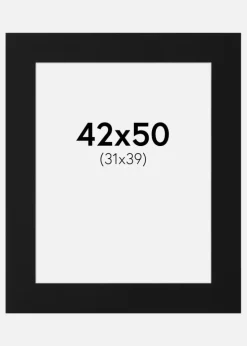 Passepartout Sort Standard (Hvid kerne) 42x50 cm (31x39)