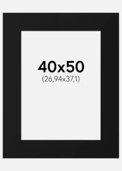 Passepartout Sort Standard (Hvid kerne) 40x50 cm (26,94x37,1)