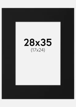 Passepartout Sort Standard (Hvid kerne) 28x35 cm (17x24)