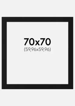 Passepartout Sort Standard (Hvid kerne) 70x70 cm (59,96x59,96)