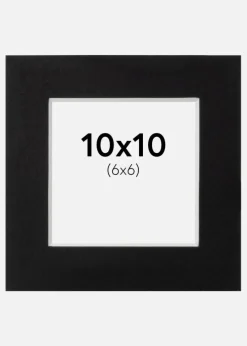 Passepartout Sort Standard (Hvid Kerne) 10x10 cm (6x6)