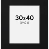 Passepartout Sort Standard (Hvid kerne) 30x40 cm (19x24)