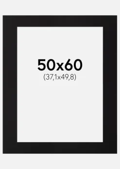 Passepartout Sort Standard (Hvid Kerne) 50x60 cm (37,1x49,8)