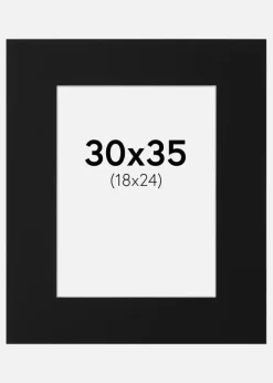 Passepartout Sort Standard (Hvid kerne) 30x35 cm (18x24)