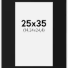 Passepartout Sort Standard (Hvid kerne) 25x35 cm (14,24x24,4)