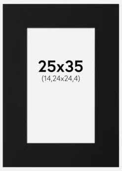 Passepartout Sort Standard (Hvid kerne) 25x35 cm (14,24x24,4)