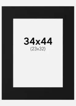 Passepartout Sort Standard (Hvid kerne) 34x44 cm (23x32)