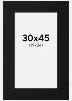Passepartout Sort Standard (Hvid kerne) 30x45 cm (19x34)