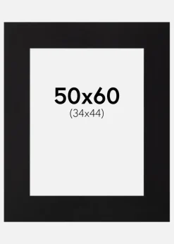 Passepartout Sort Standard (Hvid Kerne) 50x60 cm (34x44)