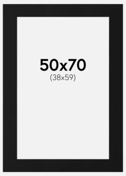 Passepartout Sort Standard (Hvid kerne) 50x70 cm (38x59)