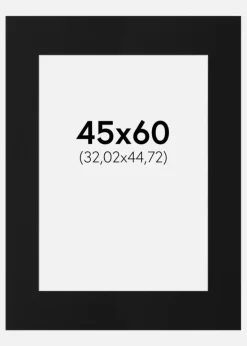 Passepartout Sort Standard (Hvid kerne) 45x60 cm (32,02x44,72)