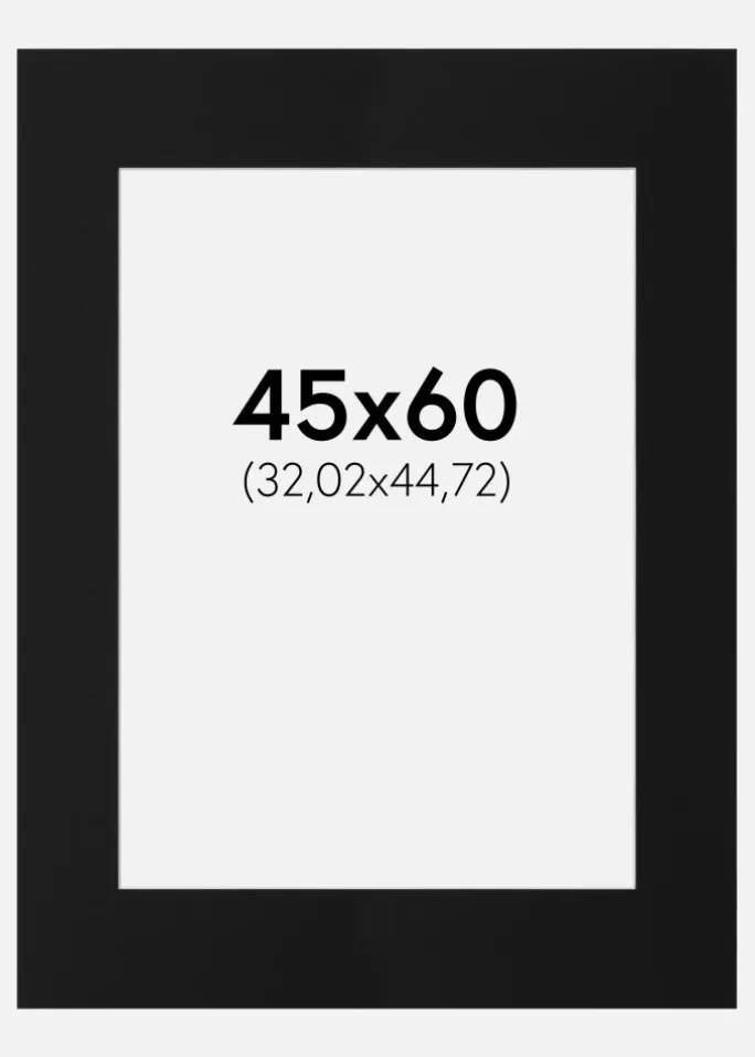 Passepartout Sort Standard (Hvid kerne) 45x60 cm (32,02x44,72)