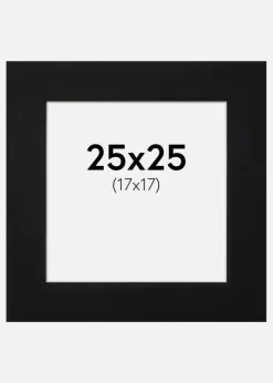 Passepartout Sort Standard (Hvid kerne) 25x25 cm (17x17)