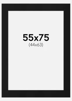 Passepartout Sort Standard (Hvid kerne) 55x75 cm (44x63)
