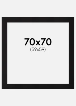 Passepartout Sort Standard (Hvid kerne) 70x70 cm (59x59)