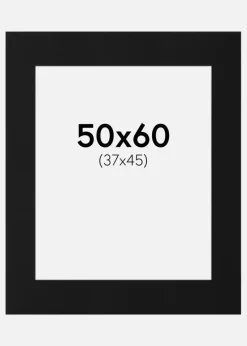 Passepartout Sort Standard (Hvid kerne) 50x60 cm (37x45)