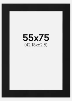 Passepartout Sort Standard (Hvid kerne) 55x75 cm (42,18x62,5)