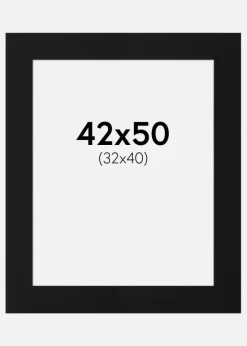 Passepartout Sort Standard (Hvid kerne) 42x50 cm (32x40)