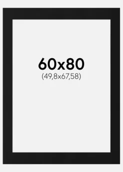 Passepartout Sort Standard (Hvid kerne) 60x80 cm (49,8x67,58)