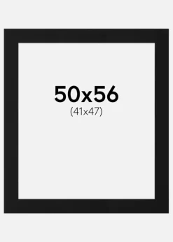 Passepartout Sort Standard (Hvid kerne) 50x56 cm (41x47)