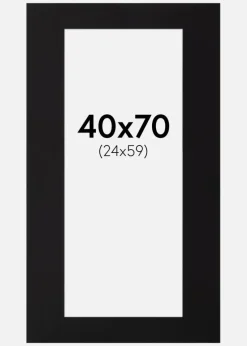 Passepartout Sort Standard (Hvid Kerne) 40x70 cm (24x59)