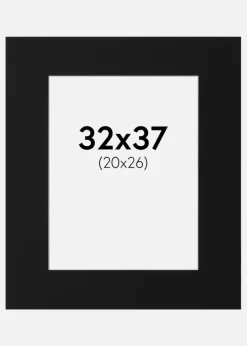Passepartout Sort Standard (Hvid kerne) 32x37 cm (20x26)