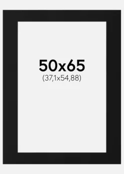 Passepartout Sort Standard (Hvid kerne) 50x65 cm (37,1x54,88)