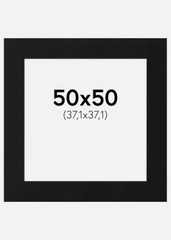 Passepartout Sort Standard (Hvid kerne) 50x50 cm (37,1x37,1)