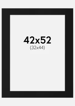 Passepartout Sort Standard (Hvid kerne) 42x52 cm (32x44)