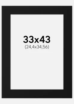 Passepartout Sort Standard (Hvid kerne) 33x43 cm (24,4x34,56)