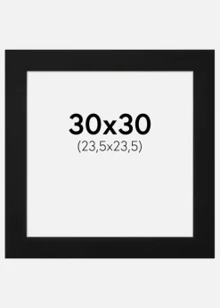 Passepartout Sort Standard (Hvid kerne) 30x30 cm (23,5x23,5)