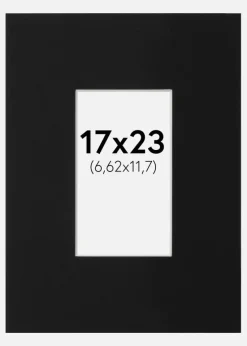 Passepartout Sort Standard (Hvid kerne) 17x23 cm (6,62x11,7)