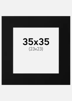 Passepartout Sort Standard (Hvid Kerne) 35x35 cm (23x23)