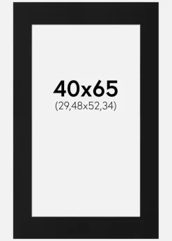 Passepartout Sort Standard (Hvid kerne) 40x65 cm (29,48x52,34)