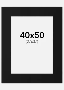 Passepartout Sort Standard (Hvid kerne) 40x50 cm (27x37)