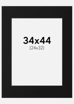 Passepartout Sort Standard (Hvid kerne) 34x44 cm (24x32)