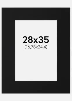 Passepartout Sort Standard (Hvid kerne) 28x35 cm (16,78x24,4)