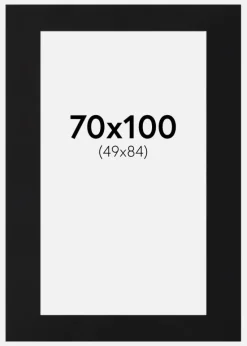 Passepartout Sort Standard (Hvid kerne) 70x100 cm (49x84)