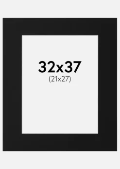 Passepartout Sort Standard (Hvid kerne) 32x37 cm (21x27)