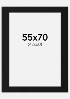 Passepartout Sort Standard (Hvid kerne) 55x70 cm (42x60)