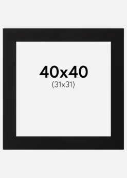 Passepartout Sort Standard (Hvid Kerne) 40x40 cm (31x31)