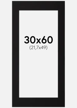 Passepartout Sort Standard (Hvid Kerne) 30x60 cm (21,7x49)