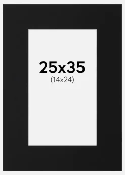 Passepartout Sort Standard (Hvid kerne) 25x35 cm (14x24)