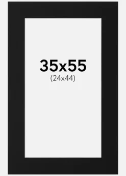 Passepartout Sort Standard (Hvid kerne) 35x55 cm (24x44)