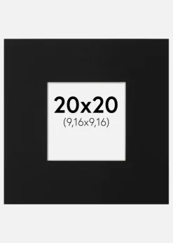 Passepartout Sort Standard (Hvid kerne) 20x20 cm (9,16x9,16)
