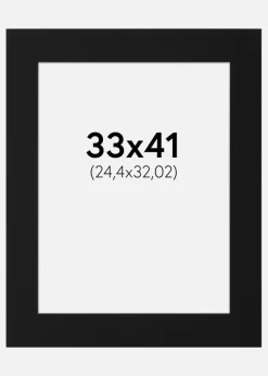 Passepartout Sort Standard (Hvid kerne) 33x41 cm (24,4x32,02)