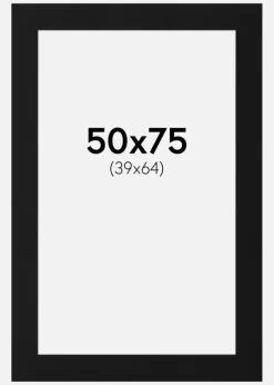 Passepartout Sort Standard (Hvid kerne) 50x75 cm (39x64)
