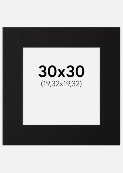 Passepartout Sort Standard (Hvid Kerne) 30x30 cm (19,32x19,32)