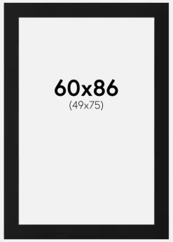 Passepartout Sort Standard (Hvid kerne) 60x86 cm (49x75)